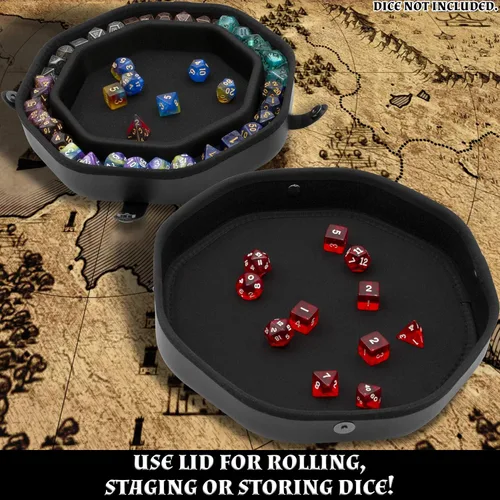 Miniatura 3 de CASEMATIX Bandeja de dados y estuche de almacenamiento de dados para hasta 115 dados RPG - Bandeja de dados para lanzar con broches magnéticos