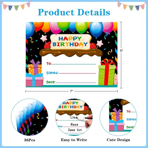 Miniatura 4 de D24TIME Certificados de cumpleaños para el aula de los niños – 36 piezas de regalos de feliz cumpleaños para estudiantes, profesores, suministros
