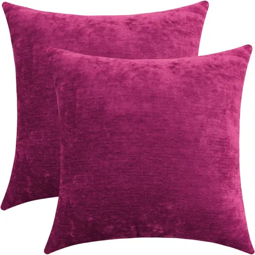 Miniatura 27 de Jeneoo - Fundas de almohada decorativas rojas brillantes de chenilla suave, fundas de cojín cómodas y sólidas para sofá de sala de estar