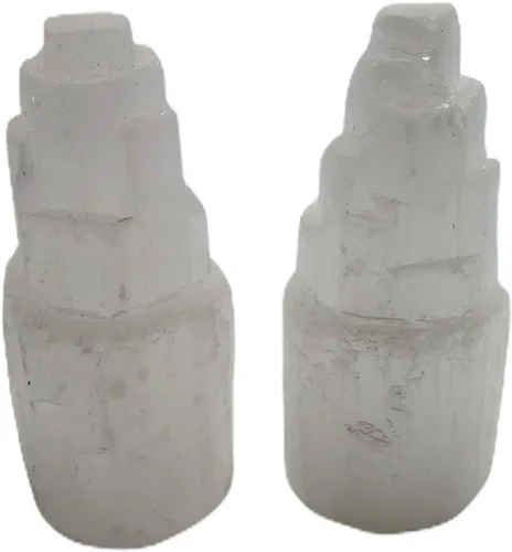 Miniatura 2 de 2 rascacielos de selenita natural de 4 pulgadas de alto, 1 palo de salvia blanca California de 4 pulgadas y 1 palo de Palo Santo de Perú – Salvia