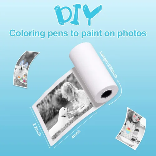 Miniatura 3 de Rollo de papel de impresión de 10 rollos de repuesto funciona con cámara instantánea MINIBEAR Instantánea, apto para la mayoría de los niños, rollo
