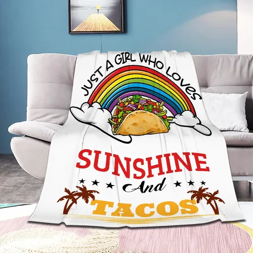 Miniatura 25 de Bonita manta de franela súper suave de tacos para cama, sofá, sala de estar, manta para niños, niñas, niños, multicolor, 40 x 50 pulgadas para niños