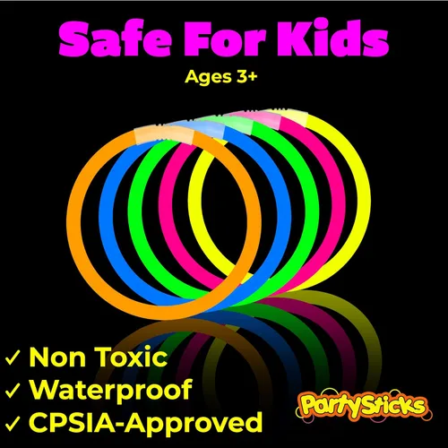 Miniatura 5 de PartySticks Ultra Bright Bulk Party Supplies - Glow in The Dark Glow Sticks with Eye Glasses, Bracelets, and Connectors - Light Up Halloween 4th of
