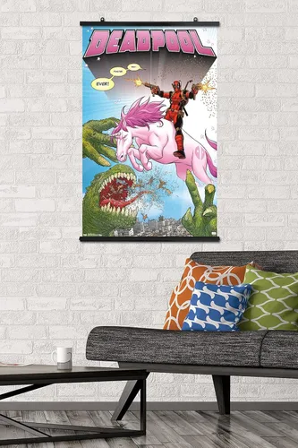 Miniatura 2 de Marvel Comics Deadpool - Póster de pared de unicornio, 34 pulgadas de largo x 22.4 pulgadas de ancho, paquete de póster y clip