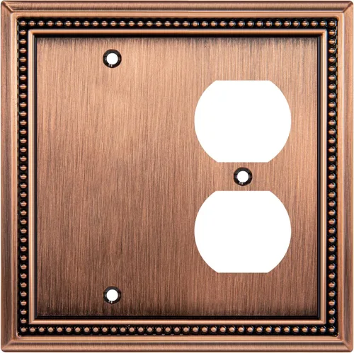Miniatura 104 de Henne Bery Sunken Pearls - Placa de pared decorativa resistente para interruptor, cubierta para tomacorrientes (doble dúplex, níquel satinado)