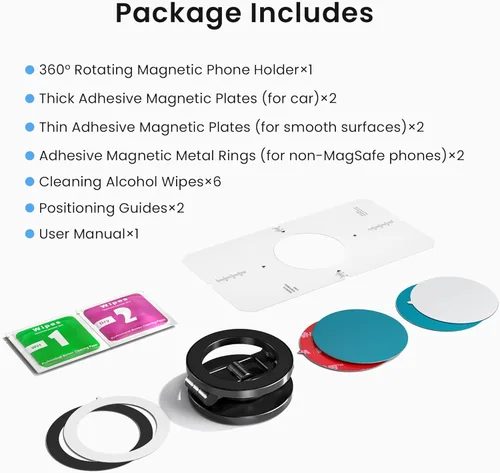 Miniatura 8 de Itramax Soporte magnético para teléfono con rotación de 360°, soporte plegable y portátil para iPhone para escritorio con base antideslizante