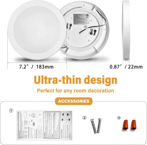 Miniatura 2 de Luces de Techo LED Certificadas ETL de 7 pulgadas Regulables Ultra-Delgadas Redondas Montaje al Ras 2700K/3000K/3500K/4000K/5000K Luminarias
