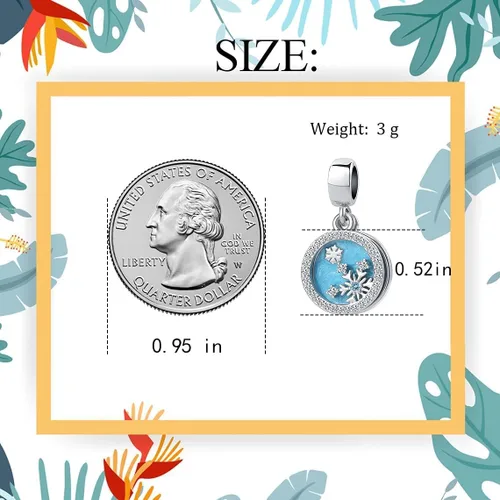 Miniatura 5 de QeenseKc Colgante con forma de copo de nieve para pulsera Pandora