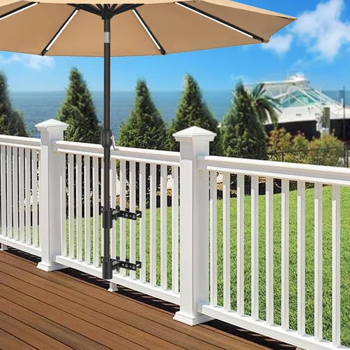 Miniatura 7 de Soporte para sombrilla de balcón para exteriores, soporte de metal ajustable resistente para patio, abrazadera de montaje para valla, barandilla