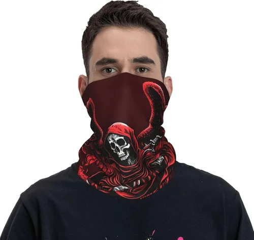 Miniatura 2 de HERRECX angel skull grim reaper god skeleton red Neck Gaiter Face Cover Scarf Balaclava Bandana for Women Men Gaiter Mask for Motorcycle Cycling