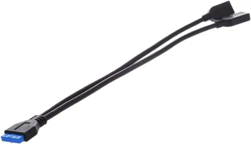 Miniatura 2 de MaxLLTo 2 puertos 7.9 in longitud USB 3.0 tipo A hembra a la placa base de 20 pines adaptador de cable negro 1 pieza