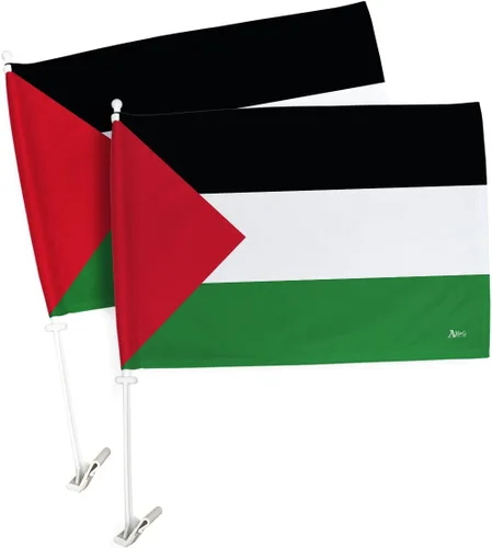 Bandera de Palestina para ventana de coche, paquete de 2 unidades, bandera de Palestina para Carros, regalos pequeños, soporte para decoración