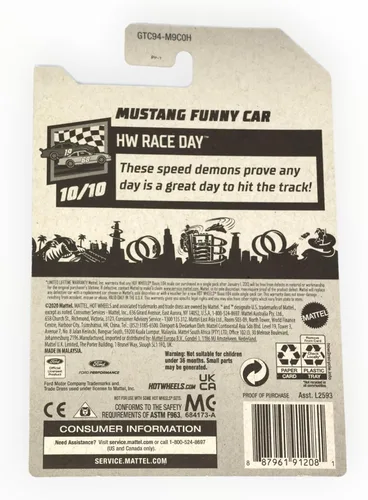 Miniatura 2 de Hot Wheels Mustang Funny Car, [gris] 156/250 Día de la Carrera 10/10 Caza del tesoro