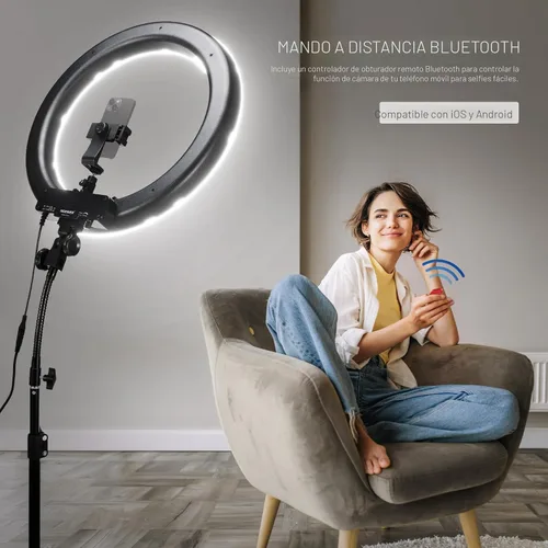 Miniatura 6 de NEEWER Kit de luz de anillo de 18 pulgadas: LED profesional de 55 W 5600 K con soporte y soporte para teléfono, tubo suave y bolsa para extensión