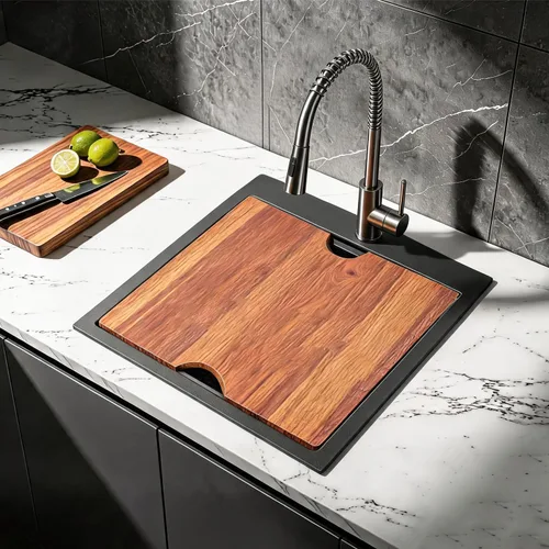 Miniatura 9 de Fregadero de cocina negro de 21 x 20 pulgadas, fregadero de barra empotrable negro, fregaderos cuadrados pequeños de acero inoxidable de montaje