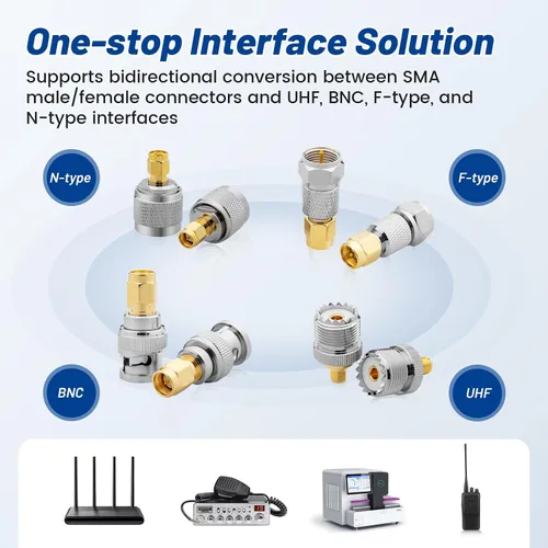 Miniatura 2 de Anina Kit adaptador coaxial RF UHF/BNC/N/F a SMA macho/hembra conectores para radioaficionado, antena, CCTV, WiFi, GPS, equipo de prueba