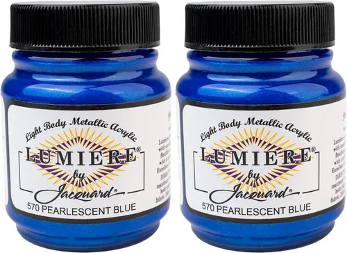 Miniatura 27 de Jacquard Lumiere Pintura para Tela de 2.25oz Turquesa Nacarado - Pintura Metálica para Tela, Cuero, Lienzo, Papel y Madera - Pintura Acrílica