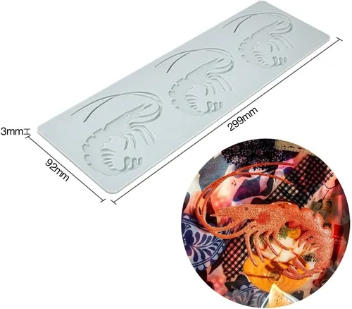 Miniatura 3 de Molde de silicona con forma de langosta y encaje para chocolate y dulces, molde 3D hueco con forma de espina de pescado para dulces, decoraciones