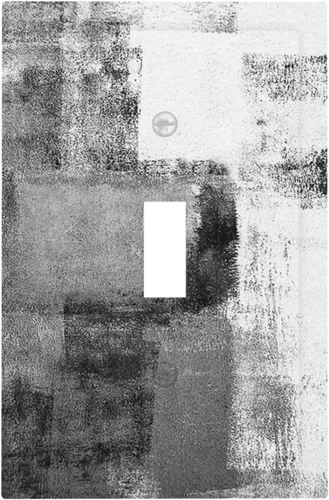 Miniatura 2 de Placa de Interruptor de Luz de Palanca Única Abstracta en Negro, Blanco y Gris, Cubierta de Tomacorriente, Placa de Pared Decorativa de Un