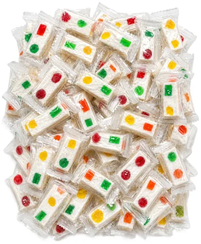 Jube Nougats - Caramelos masticables | 30 piezas de bocadillos de turrón de gelatina afrutada | Surtidos golosinas envueltas individualmente | Bolsa
