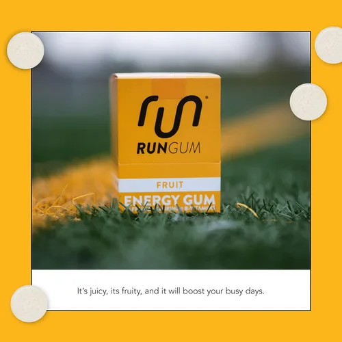 Miniatura 6 de Run Gum Goma de mascar Energy & Focus con sabor a fruta, 50 mg de cafeína por pieza, sin azúcar con taurina y vitaminas B, goma de mascar de acción