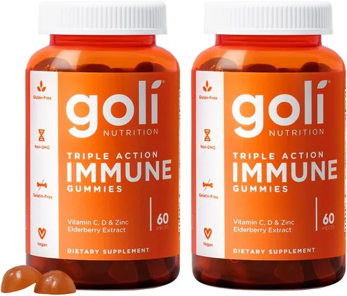 Miniatura 10 de Goli Gomitas de vitaminas inmunológicas, 60 unidades, saúco, vitamina C, D y zinc, veganas, sin OMG, sin gluten y sin gelatina, paquete de 1