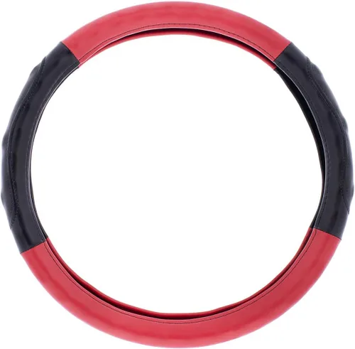 Miniatura 7 de United Pacific 70405 Funda para volante de 18" de dos tonos, construcción de cuero diseñado, estilo Euro, agarre grande – Una funda para volante