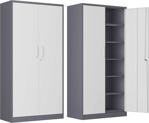Miniatura 10 de Armario de garaje de metal de 36 pulgadas de alto, gabinetes de almacenamiento de 2 puertas, caninete de herramientas de acero utilitario, caninetes
