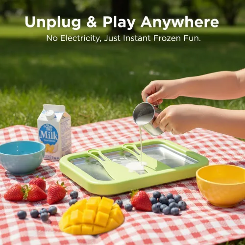 Miniatura 3 de At-Home - Kit de helados enrollados, placa de congelación instantánea de acero inoxidable 2026 con 2 raspadores, bandeja de helado casera, yogur