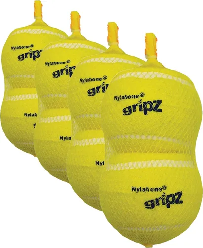Miniatura 14 de Nylabone Power Play Gripz Pelota de fútbol de fieltro con cuerda de agarre de goma, pelota con pito para perros, mediana (1 unidad)