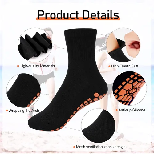 Miniatura 2 de GRPSKCOS Calcetines antideslizantes para hombre, calcetines de casa con empuñaduras, 3 pares antideslizantes para yoga, pilates, azulejos, pisos