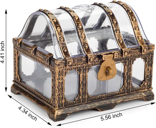 Miniatura 3 de Cofre del tesoro antiguo transparente para niños, almacenamiento pirata de plástico y caja decorativa Baúl antiguo transparente 1