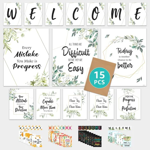 Miniatura 15 de Decorably 15 pósteres geniales de bienvenida para aula, inspirador, decoración laminada mate, para escuela, pasillos, tablones de anuncios