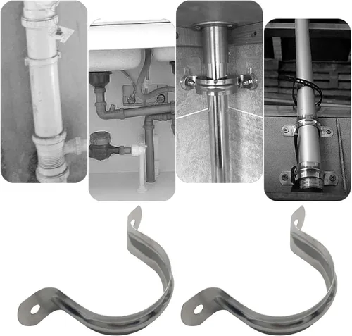 Miniatura 5 de 30 piezas de correa de tubo rígida de 1-1/2 pulgadas, juego de surtido de clip de tensión de correa de tubo de dos agujeros de acero inoxidable