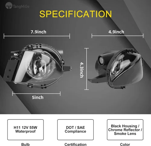 Miniatura 2 de TangMiGe Luces Antiniebla para BMW Serie 3 (323i 325i 325xi 328i xdrive 330xi 335d 335i 328xi 335xi 330i Sedán E90 / Wagon E91)
