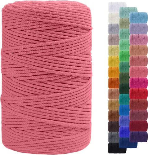 Miniatura 26 de Cuerda de macramé de 0.079 in para 219 yardas, cuerda de algodón natural para manualidades, hilo de cuerda de macramé de colores para colgar
