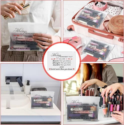 Miniatura 6 de Sunnyray 60 bolsas de maquillaje a granel inspiradoras para mujeres, bolsa de cosméticos de EVA con cremallera para regalos de agradecimiento