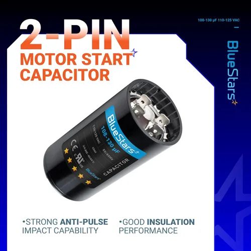 Miniatura 3 de [[Listado UL] BlueStars 108-130 uF MFD 110-125 VCA voltios ±20% 50/60 Hz CD60 Condensador de arranque redondo AC Pieza de repuesto eléctrico