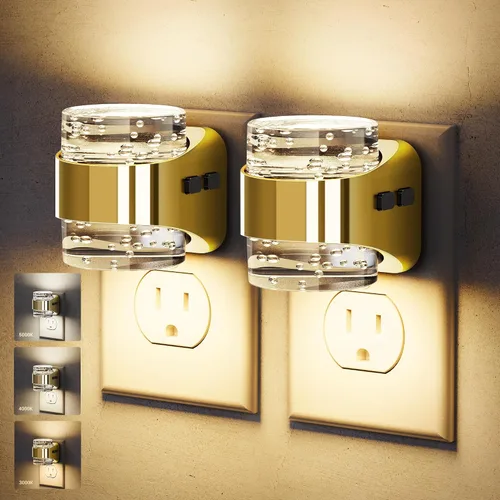 Miniatura 10 de JandCase Luz nocturna LED, luces nocturnas de burbujas enchufables a la pared, [paquete de 2] luz nocturna de 3000 K/4000 K/5000 K y 3 niveles