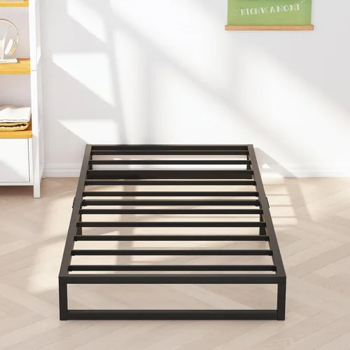 Richwanone Base de cama individual de 5 pulgadas, base de colchón de plataforma metálica con soporte de listones de acero, no necesita somier, fácil