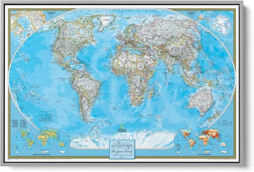 Miniatura 9 de National Geographic - Mapa de viaje – Póster de lienzo con mapa del mundo clásico con alfileres – Mapa personalizado del mundo – Grande 24 x 36