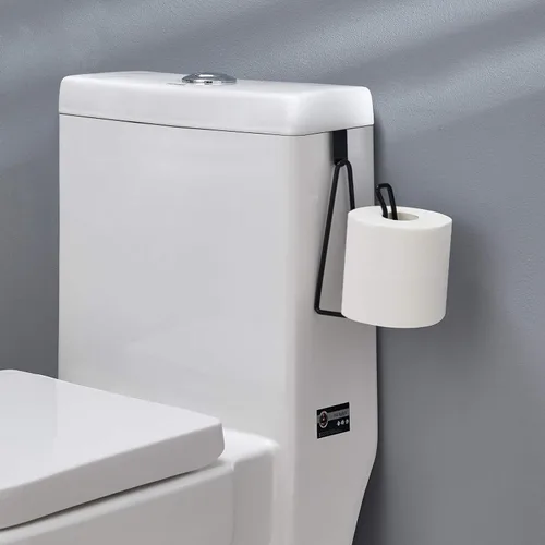Miniatura 2 de INIUNIK Over The Tank - Soporte de papel higiénico, soporte de rollo de papel higiénico de metal, reserva dispensadora para almacenamiento y Negro