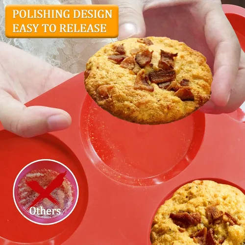 Miniatura 3 de Walfos Moldes de silicona para magdalenas de 4 pulgadas, tamaño jumbo de 4 pulgadas, resultados perfectos, antiadherentes, bandeja para hornear