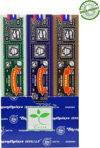 Miniatura 8 de EARTH Satya Nag Champa - Varillas de incienso prémium de 15 GMS (paquete de 12) (certificado verde) – Agarbatti enrollado naturalmente a mano