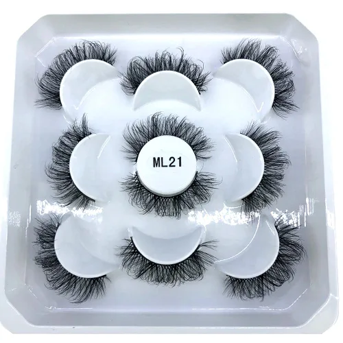 Miniatura 37 de 5 pares de pestañas postizas de visón 3D de 0.98 pulgadas a granel, con caja personalizada, pestañas postizas naturales finas al por mayor (ML-07)