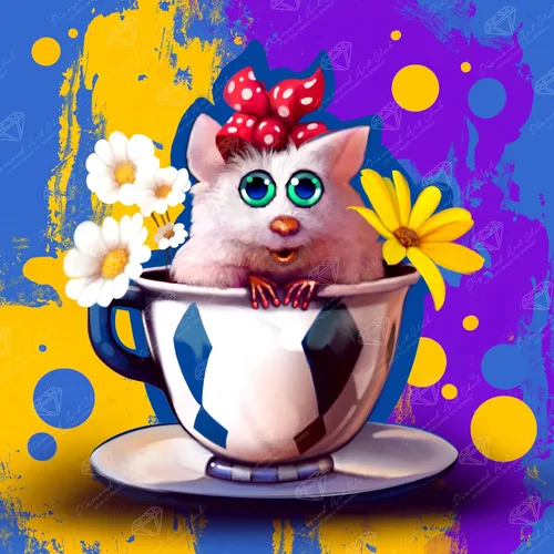 Miniatura 24 de DIAMOND ART CLUB Making Friends - Kit de pintura de diamantes de gatito, manualidades divertidas para adultos, lienzo de arte redondo de diamante