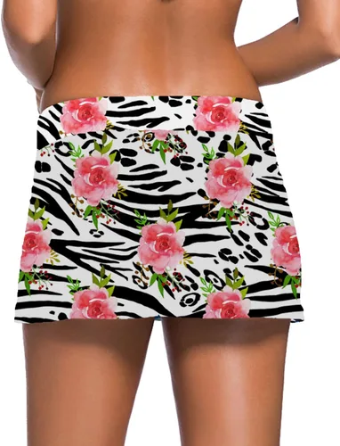 Miniatura 3 de REKITA - Falda de natación para mujer, color liso, cintura