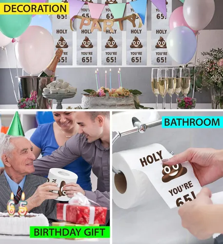 Miniatura 5 de Printed TP Papel higiénico de regalo de cumpleaños 65, divertido regalo de broma de cumpleaños de Holy You're 65, regalo de broma de papel