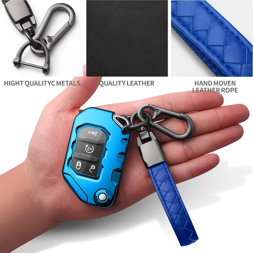 Miniatura 4 de Compatible con funda para llavero Jeep con llavero de cuero, funda de protección de TPU suave para llave de control remoto Wrangler JL JLU Rubicon
