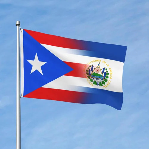 Miniatura 2 de Civilos Bandera de Puerto Rico y El Salvador de 3 x 5 pies de nylon para exteriores/interiores con ojales de latón